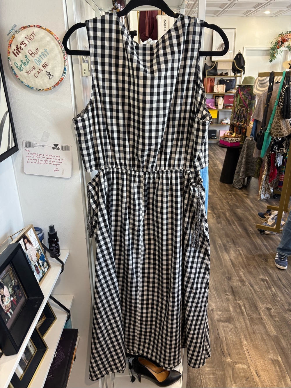 Who What Wear Black & White Gingham Midi Dress - Picture 4 of 4